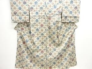 大正ロマン　花更紗模様織り出しお召単衣着物